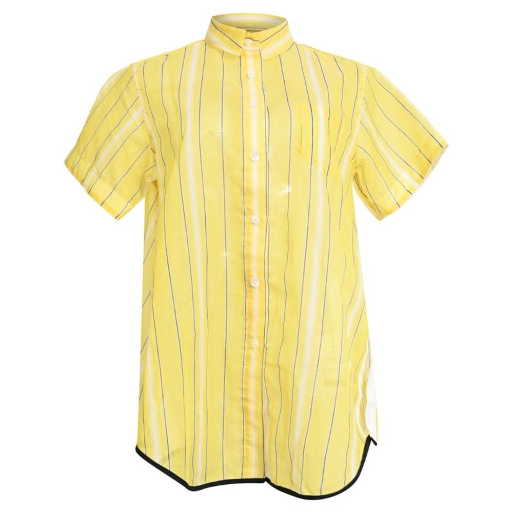 Sacai Striped Loose-Fit Shirt in Yellow Polyester